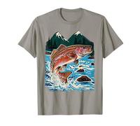 Trout, Fly Fishing, Mountain Stream, Angler, Leaping Fish T-Shirt