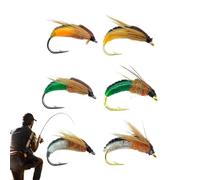Trout Fly Lure - 6 Pieces of Multifunctional Effective and Realistic Tackle - Assorted Artificial Kit - for Camping, Hiking, Excursions to Rivers, Lakes and