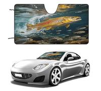 Trout in The Water Car Windshield Sun Shade - Reflector Sunshade Offers Ultimate Protection for Car Interior, Cool Reflective Sun Blocker Fits Small Sedans, Mini SUVs 55"x30"