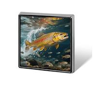 Trout in The Water Lapel Pin for Men Brooches And Pins for Women Square Metal Badge for Shirts, Jackets, Hats | Durable Fashion Accessory & Gift for Men, Women, Events