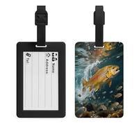 Trout in The Water Luggage Tags for Suitcases with Durable Loop Privacy Cover ID Label Travel Bag Cute Luggage Identifiers for Women Men Travel Backpack Traveling Accessories