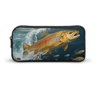 Trout in The Water Pencil Case - Large Aesthetic Makeup Bag Multi-Purpose Pencil Pouch Cute Cosmetic Bag with Zipper Closure for Office, Home, Study & Travel