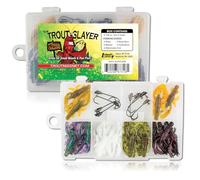 Trout Magnet Trout Slayer 28 Piece Fishing Kit, Includes 20 Crawdad Bodies and 8 Size 6 Long Shank Hooks, Great for Small Streams and Lakes, Catches All Species, White