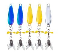 Trout Spinner, Set of 5 Fly Spinners, Metal Bait, Reflective Spoon Bait for Perch, Zander, Trout Bass, Sun Bass, Salmon, Catfish, River, Lake, Salt Water