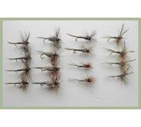 Troutflies UK Adams Dry Flies, 12 Pack, 4 Varieties, Mixed Sizes, Male, Female, Irresistible, Parachute, Fishing Flies