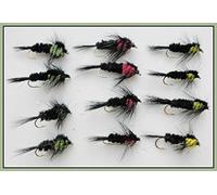 TroutfliesUK Nymph Variety Packs 12 Longshank Montana Fishing Flies - Yellow, Green and Pink (All Mixed)