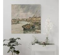 Trouville, The Port by Eugene Boudin Canvas Wall Art Prints Poster Photo Picture Painting Posters Room Decor Home Decorative 60x60cm Frameless