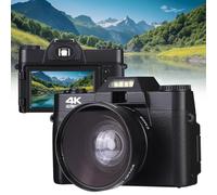 Trovoro Digital Camera, 4k 75 Million True Pixels, Af Smart Focus, Time-Lapse Video Function, 19 Adjustable Filters, 3" Lcd Screen, Support Wi-Fi Transmission (Wide-angle lens version)