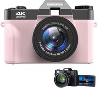 Trovoro Digital Camera - 4K Ultra HD - 3.0 Hd Folding Screen - 48 Million HD Pixels, Time-Lapse Video Function, Support for WiFi Function, Slow Motion Video, Time-Lapse Photo, Auto Focus (Pink)