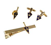 Trowel Lapel Pin Tie Bar Clip Cufflinks Masonic Combo Pack