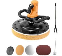 Trowel Machine with Self-Adhesive Base & LED, Concrete Mixer, Burnishing Polishing Machine, 1-6 Variable Speed 80-600RPM Pure Copper Motor, with Mixing Rod for Gypsum(Yellow)