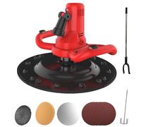 Trowel Machine with Self-Adhesive Base & LED, Concrete Mixer, Burnishing Polishing Machine, 1-6 Variable Speed 80-600RPM Pure Copper Motor, with Mixing Rod for Gypsum(Red)