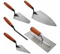 Trowel Set 5 Piece - Brick Jointer, Pointing Tool, Gauging Trowel, Plastering Trowel - Made of Durable Carbon Steel - Builders Bricklaying Tools with Soft Grip Handles (5 PCS)