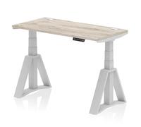troy 120cm wooden adjustable laptop desk with silver legs in grey oak