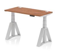 troy 120cm wooden adjustable laptop desk with silver legs in walnut