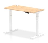 troy 120cm wooden adjustable laptop desk with white legs in maple