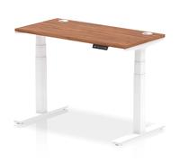 troy 120cm wooden adjustable laptop desk with white legs in walnut