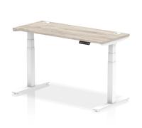 troy 140cm wooden adjustable laptop desk white legs in grey oak