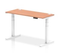 troy 140cm wooden adjustable laptop desk with white legs in beech