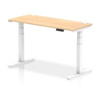 troy 140cm wooden adjustable laptop desk with white legs in maple