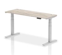 troy 160cm wooden adjustable laptop desk silver legs in grey oak