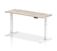 troy 160cm wooden adjustable laptop desk white legs in grey oak