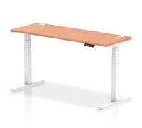 troy 160cm wooden adjustable laptop desk with white legs in beech