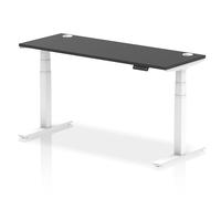 troy 160cm wooden adjustable laptop desk with white legs in black