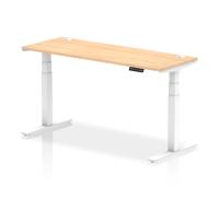 troy 160cm wooden adjustable laptop desk with white legs in maple
