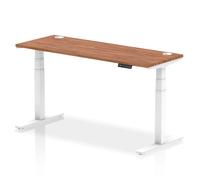 troy 160cm wooden adjustable laptop desk with white legs in walnut