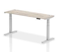 troy 180cm wooden adjustable laptop desk silver legs in grey oak