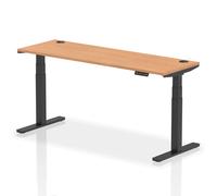 troy 180cm wooden adjustable laptop desk with black legs in oak