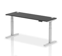 troy 180cm wooden adjustable laptop desk with silver legs in black