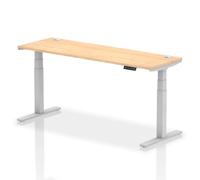 troy 180cm wooden adjustable laptop desk with silver legs in maple