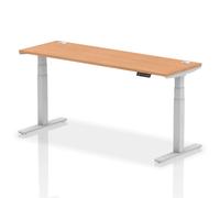 troy 180cm wooden adjustable laptop desk with silver legs in oak