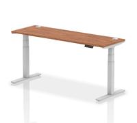 troy 180cm wooden adjustable laptop desk with silver legs in walnut