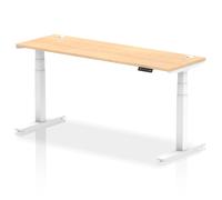 troy 180cm wooden adjustable laptop desk with white legs in maple