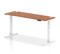 troy 180cm wooden adjustable laptop desk with white legs in walnut