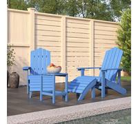 troy hdpe armchairs with footstool and table in aqua blue