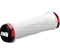 Troy Lee Designs LOCK ON Grips (White with Red Clamps) - Bicycle Handlebar Grip - Rubber, Plastic - Compatible with Bicycle, BMX, Hybrid