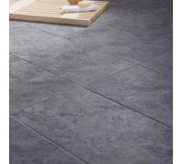Troy Oscano Anthracite Matt Stone Effect Textured Ceramic Indoor Wall & Floor Tile, Pack Of 6, (L)300mm (W)600mm
