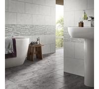 Troy Oscano Grey Mix Matt Splitface Stone Effect Textured Ceramic Indoor Wall Tile, Pack Of 6, (L)300mm (W)600mm