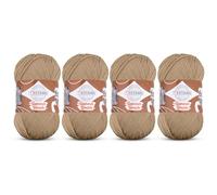 Troyarn Summer Stretch (4-Skeins) Silky Effect HandKnitting Crochet 100% Elastic Microfiber Acrylic Bikini Yarn 4x100gr (4x438yds)(114368-Light Beige)