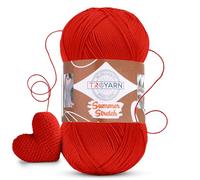 Troyarn Summer Stretch Acrylic Yarn for Crocheting - 1 Skein Red Yarn Made from 100% Elastic Microfiber Acrylic for Knitting, 100gr 438 yds (11437 - Terra)