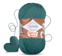 Troyarn Summer Stretch Silky Effect Hand Knitting Crochet 100% Elastic Microfiber Acrylic Bikini Mayokini Pareo Short Blouse Clothes Yarn 100gr 438 yds (114453 - Dark Green)
