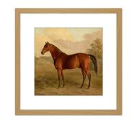 Troye Kentucky Woodpecker 1834 Brown Horse Painting 8X8 Inch Square Wooden Framed Wall Art Print Picture with Mount Artery8 Light Oak One Size