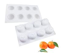 TROYSINC Fruit silicone mould, apple, strawberry, cherry, peach, orange, pear cake baking mould, chocolate mould, for making hot chocolate bomb, cake, jelly, dome mousse (orange)