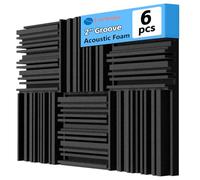 TroyStudio Acoustic Studio Absorption Foam Panel, 12 X 12 X 2 inches Pack of 6, Broadband Sound Absorber, Periodic Groove Structure Sound Absorbing Foam, Thick Dense 3D Decorative Wall Panels