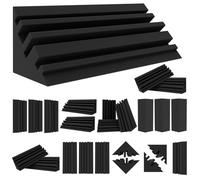 TroyStudio Bass Traps - 24 Pcs 4 X 4 X 12 Inches Dense Thick Studio Bass Foam Corner, Acoustic Treatment Panel Absorbing Echo Reverb, Low Frequency Sound Absorber for Music Room Home Recording Studio