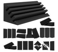 TroyStudio Bass Traps - 24 Pcs 4 X 4 X 12 Inches Dense Thick Studio Bass Foam Corner, Acoustic Treatment Panel Absorbing Echo Reverb, Low Frequency Sound Absorber for Music Room Home Recording